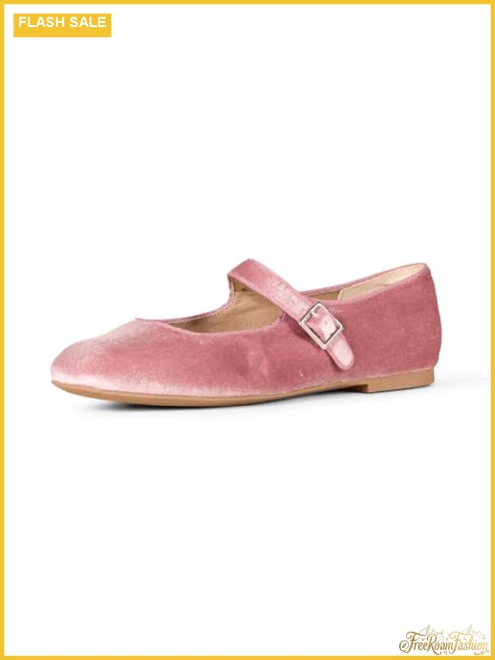 Women's Square-Toe Mary Jane Ballet Flat Faux Suede Adjustable Buckle